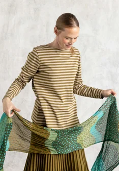 Striped essential top in organic cotton - dark olive/dark natural