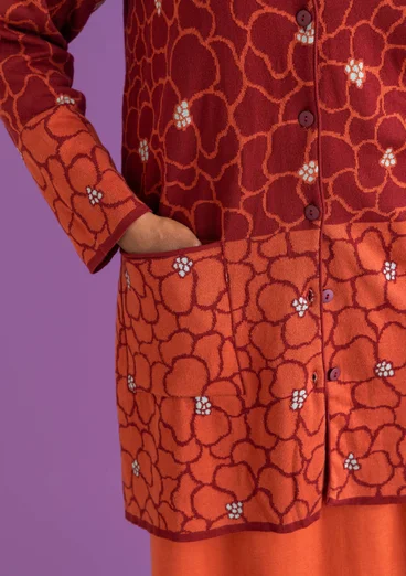 Langstrickjacke „Theia“ aus Bio-/Recycling-Baumwolle - krapprot