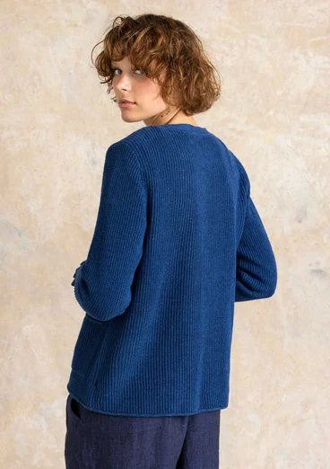 Gilet en côtes anglaises en lin/coton biologique - bleu indigo