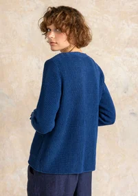 Gilet en côtes anglaises en lin/coton biologique - bleu indigo