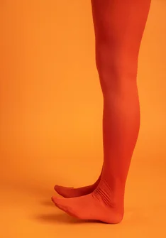 Solid-colored tights in recycled nylon - koppar