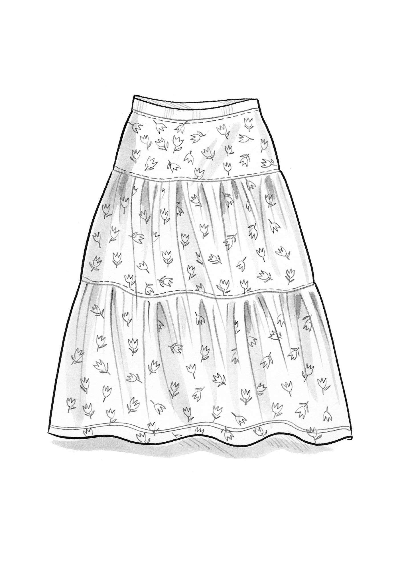 “Adena” lyocell/elastane jersey skirt kiwi/patterned