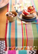 Striped table runner in organic cotton - multicoloured