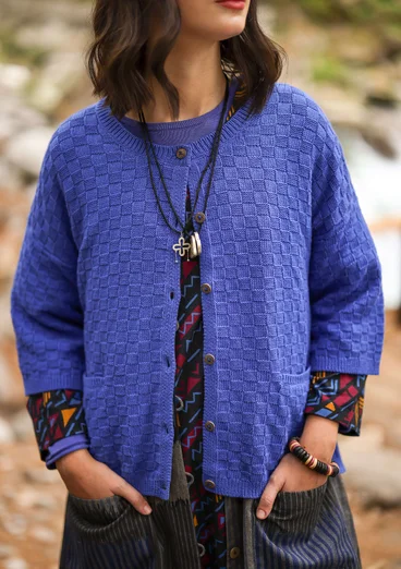 Organic/recycled cotton cardigan - brilliant blue