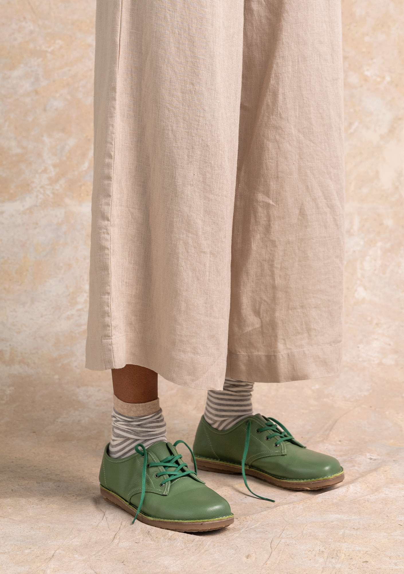 Chaussures à lacets en cuir nappa vert océan thumbnail