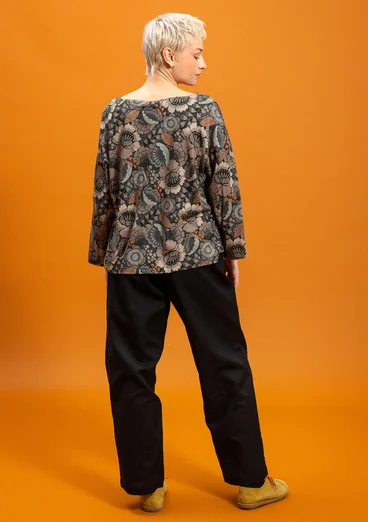 “Cleo” woven organic cotton/linen trousers - black