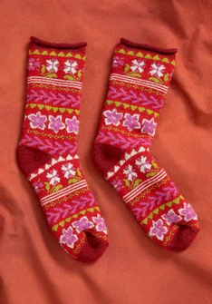 Socka "Twinkle" i ullfrotté - tomat