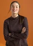 Striped mock turtleneck in organic cotton (black/french roast XS)
