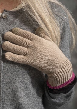 Wool/organic cotton gloves dark natural