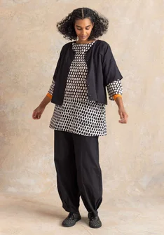 Vævede bukser "Vendela" i økologisk bomuld - sort