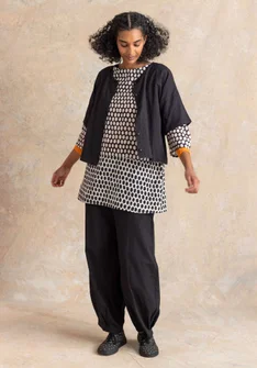“Vendela” woven organic cotton trousers - black