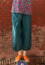 Woven pants in organic cotton - dark jade