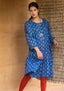 “Nepal” woven dress in organic cotton midnight blue thumbnail