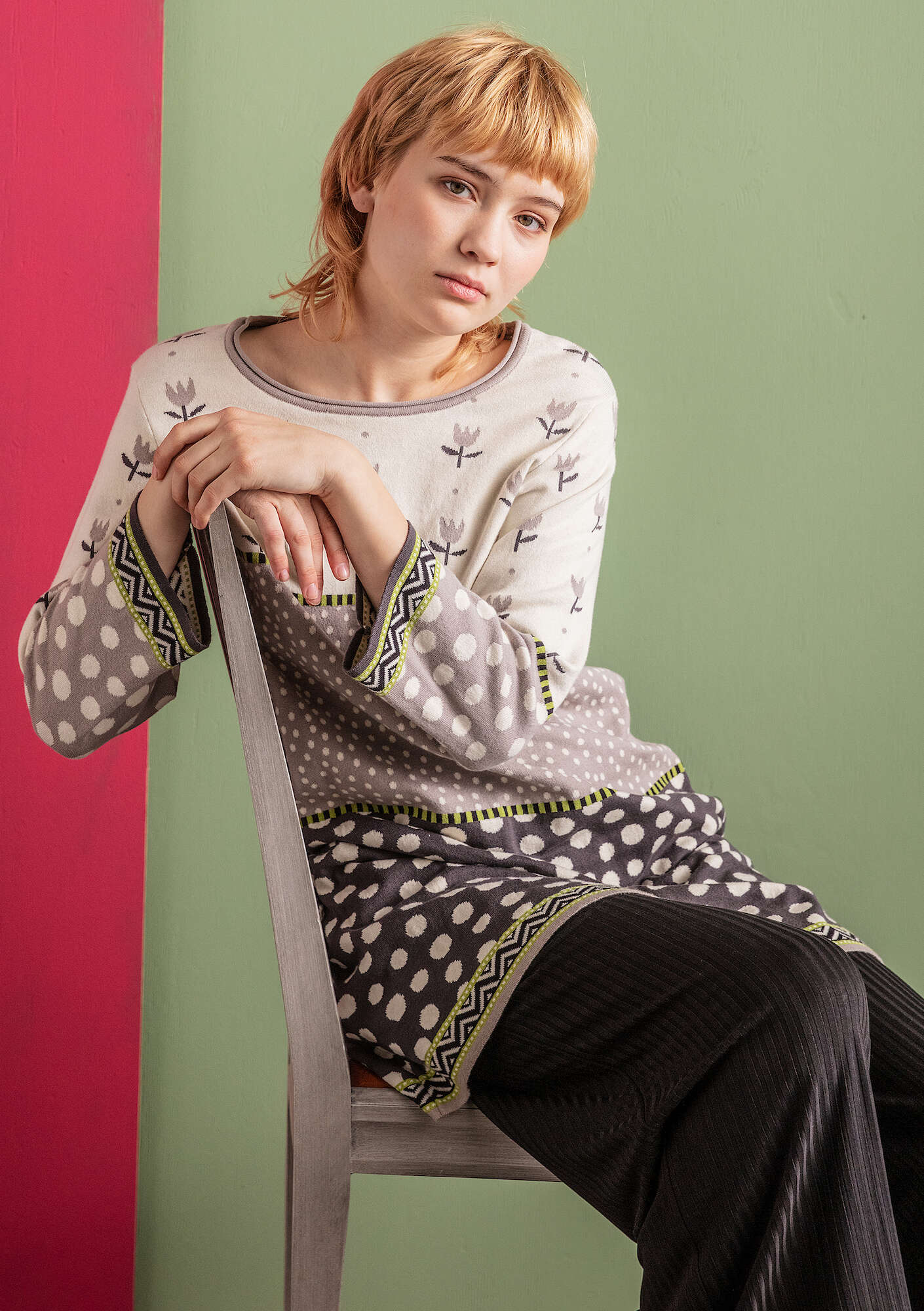 “Marisol” knit tunic in organic cotton undyed thumbnail