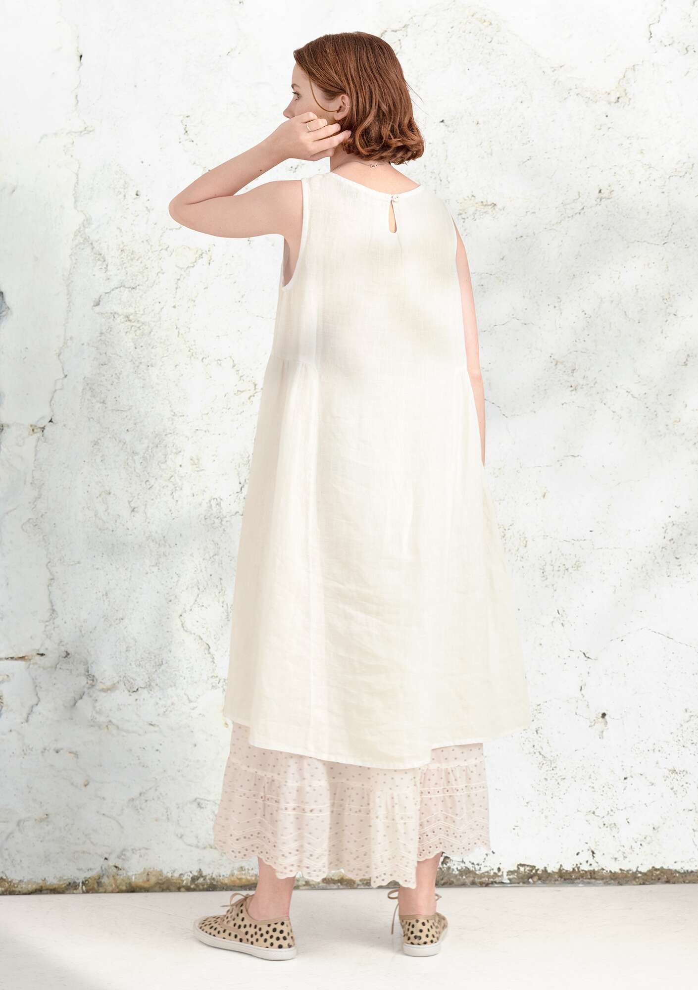 Woven linen dress semi-bleached