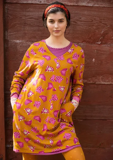 Trikåklänning "Dolores" i ekologisk bomull/modal - senap