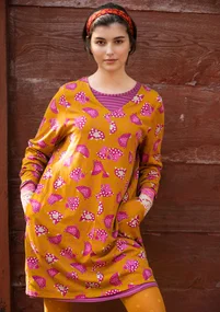 Trikåklänning "Dolores" i ekologisk bomull/modal - senap