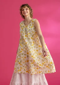 “Solöga” woven sleeveless dress in organic cotton - ecru