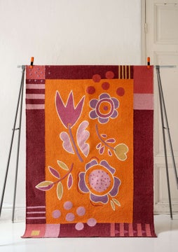 Flowers rug agate red