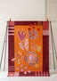 “Flowers” embroidered rug in organic cotton agate red thumbnail