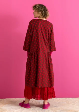 Robe tissée ”Tindra” en coton biologique - rouge agate foncé/motif