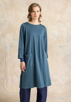 Robe rayée/unie "Ellen" en jersey de coton biologique/modal - indigo vert