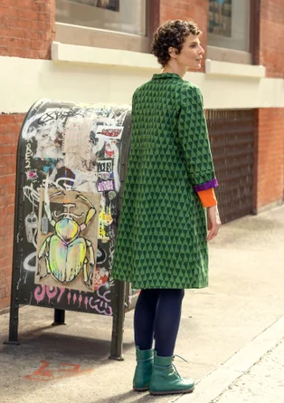 Robe "Concrete" en coton biologique tissé - vert foncé