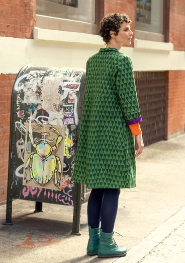 Robe "Concrete" en coton biologique tissé - vert foncé