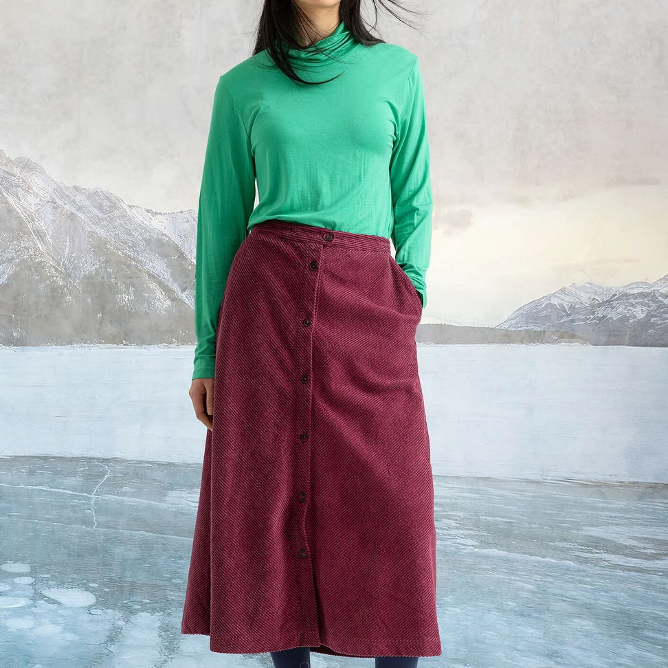 Cordrock „Rime“ aus Bio-Baumwolle - weinrot