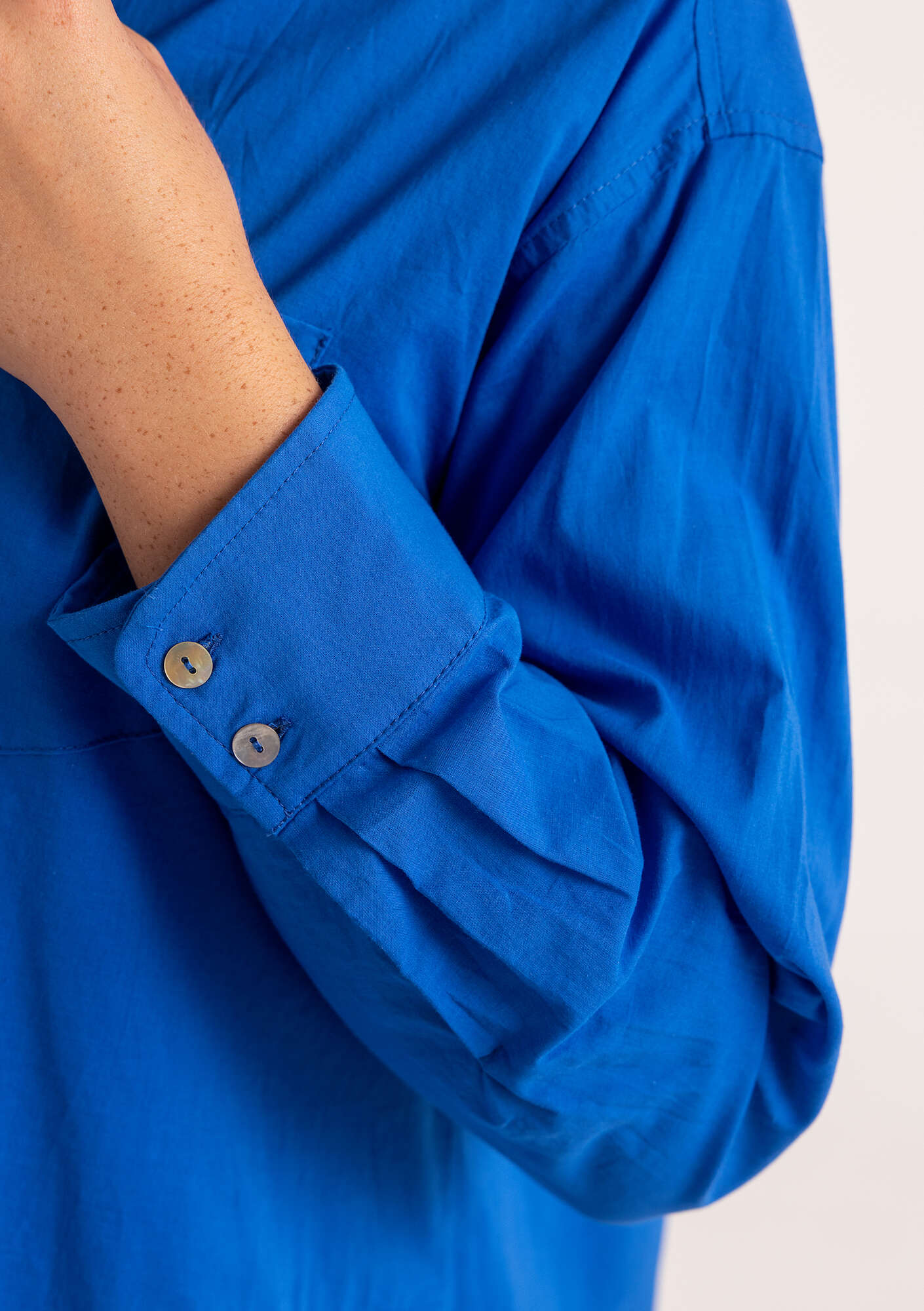 “Palette” organic cotton shirt dress sapphire blue thumbnail