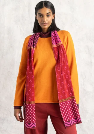 “Tove” organic/recycled cotton knitted scarf - lingonberry