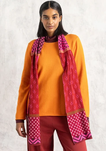 “Tove” organic/recycled cotton knitted scarf - lingonberry