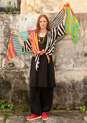 “Cherai” woven shawl in organic cotton - wild strawberry