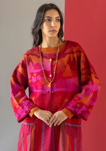 Cardigan "Alaska" i genanvendt uld - granatæble