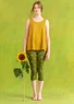 Caprileggingsit ”Ester” ekopuuvillaa/elastaania (koivunlehti/kuviollinen S)