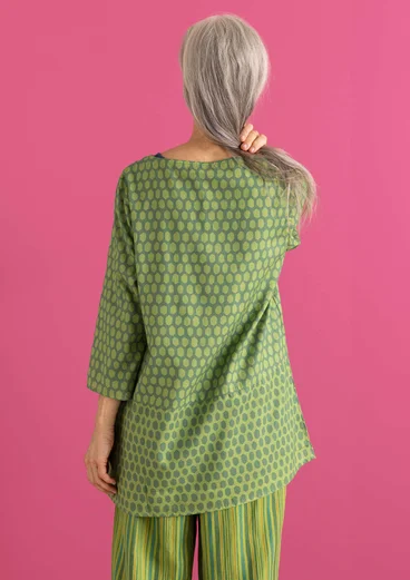 “Vendela” woven tunic in organic cotton - rosemary/patterned