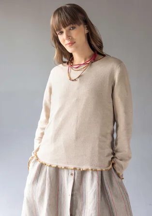 Fine-knit linen/organic cotton sweater - dark natural