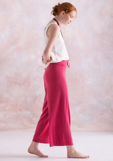 Fine-knit organic cotton trousers - coral
