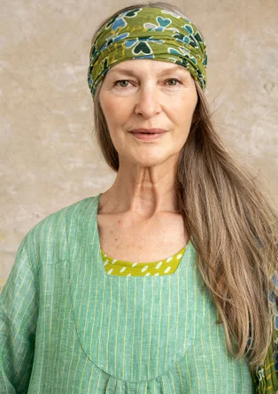 Woven linen dress - lotus green/striped