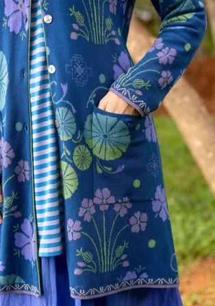 Long gilet "Täppa" en coton biologique - bleu indigo