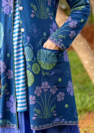 Long gilet "Täppa" en coton biologique - bleu indigo