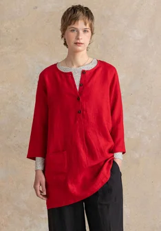 Woven linen tunic - amaryllis