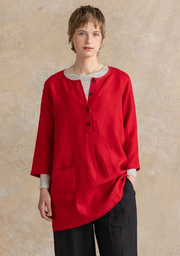 Woven linen tunic - amaryllis