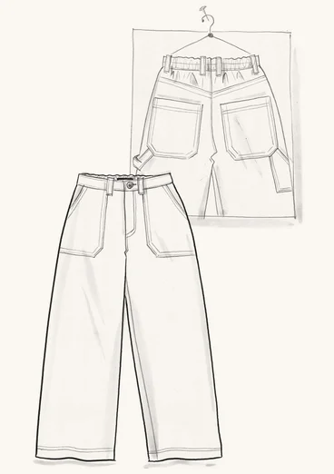 “Garden” woven organic cotton/linen trousers - artemisia