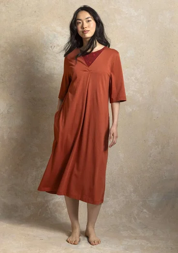 Tricot jurk "Ophelia" van biologisch katoen/modal - kraprood