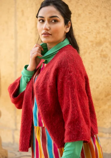 Gilet "Sora" en alpaga mélangé - rouge perroquet/chiné