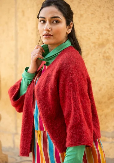 Gilet "Sora" en alpaga mélangé - rouge perroquet/chiné