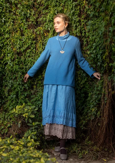 Solid-colour underskirt with organic cotton lace - mild blue
