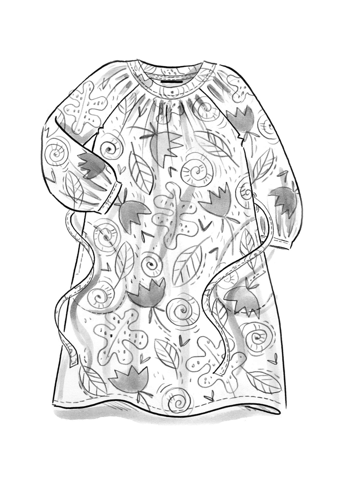 Vevd kjole «Krita» i økologisk bomull mørk natur