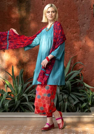 “Marie” woven dress in organic cotton/silk - turquoise